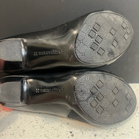 NATURALIZER N5 Comfort Annabelle Leather & Suede Black Pumps 3" Heels Slip On - Picture 7 of 12